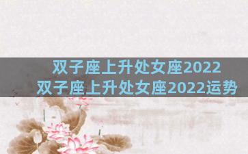 双子座上升处女座2022 双子座上升处女座2022运势